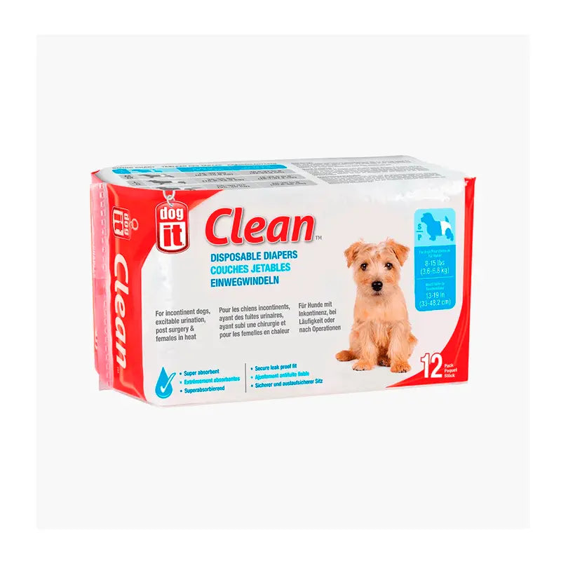 DOG IT Clean Pañales Desechables Talla S 12UN