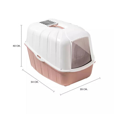Arenero Komoda Cerrado Rosado Con Filtro Y Pala Gatos