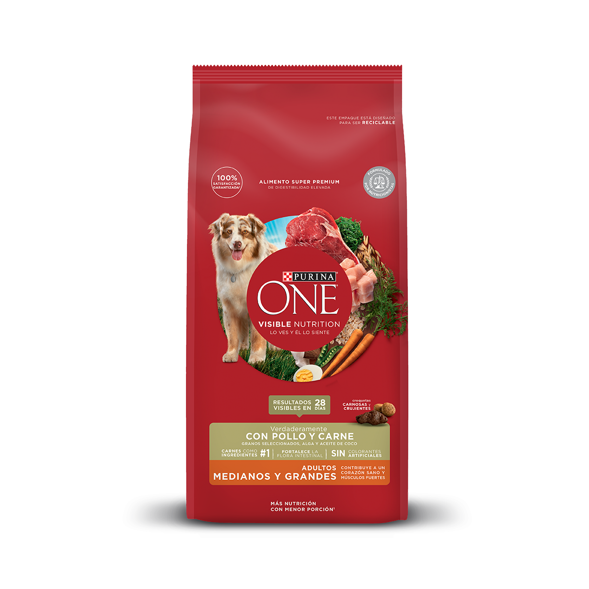 Purina One Perro Adulto Medianos y Grandes Pollo y Carne 12K
