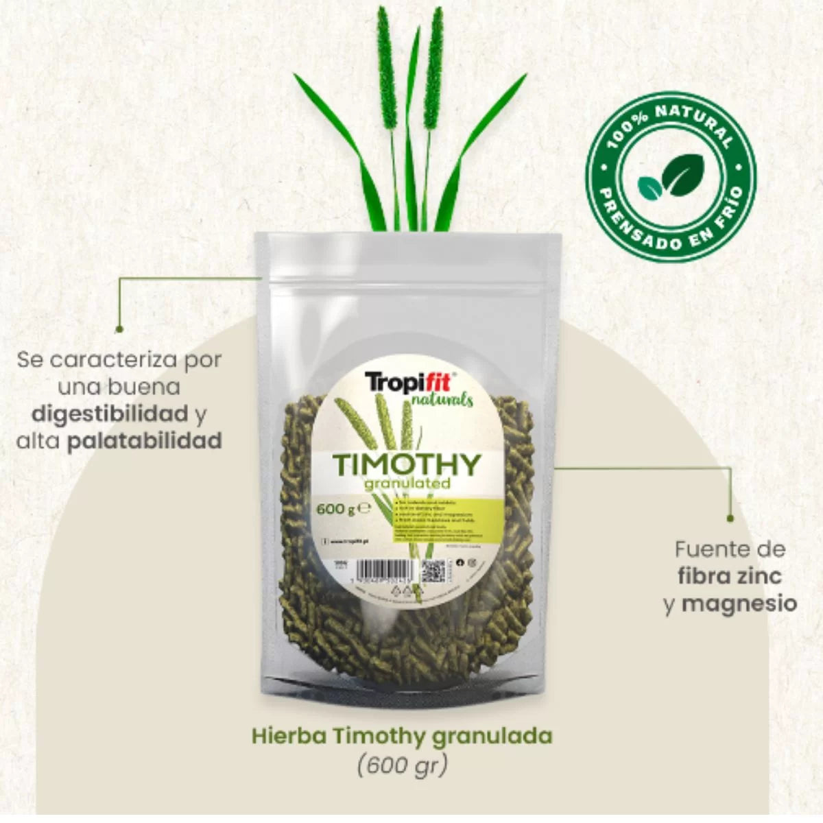 Tropifit Naturals Hierba de Timothy Granulada 600g