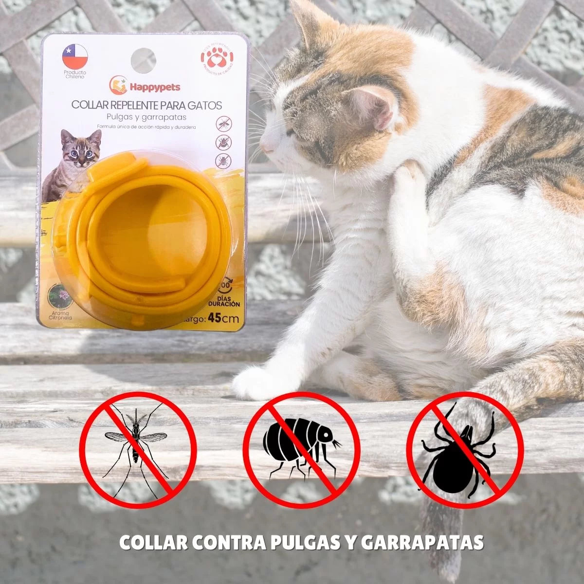 Happypets Collar Repelente Gato para Pulgas y Garrapatas 45cm