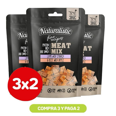 Pack 3x2 Naturalistic Perros fine Meatmix Lamb Spinach & Beef Apple 100g