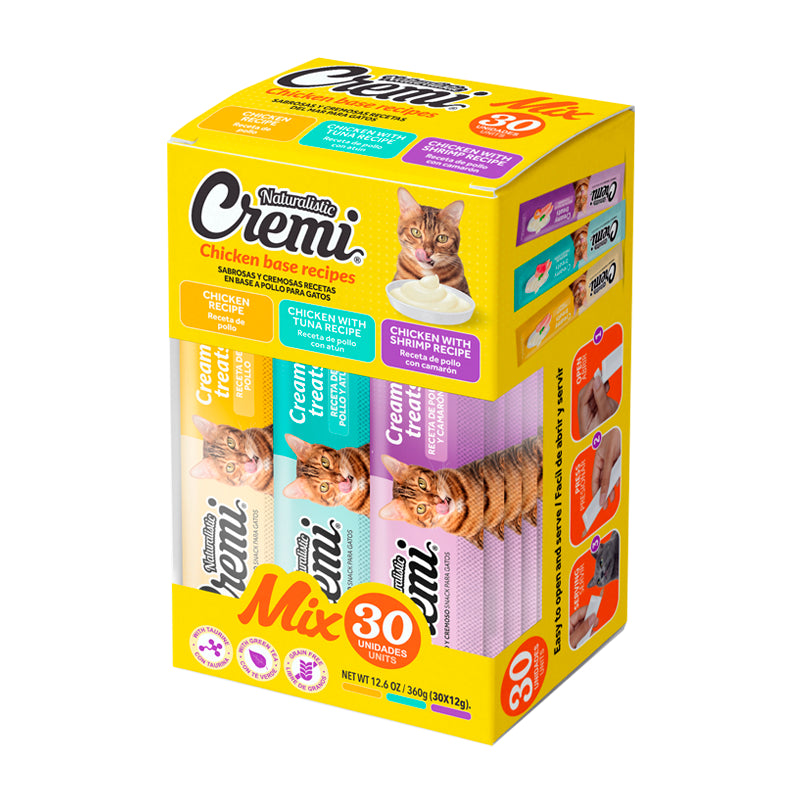 Naturalistic Cremi Gatos Creamy Treats Variedad de Pollo BOX 30un