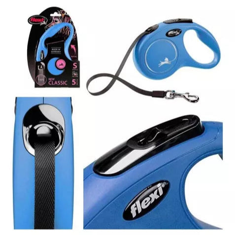 Flexi New Classic Cinta Correa Retractil Perros S Azul 5M