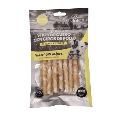 Happypets Snack Perros Stick de Cuero con Giros de Pollo 100g