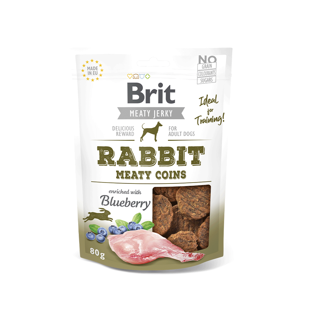 Brit Jerky Snack Rabbit Meaty Coins for Dogs
