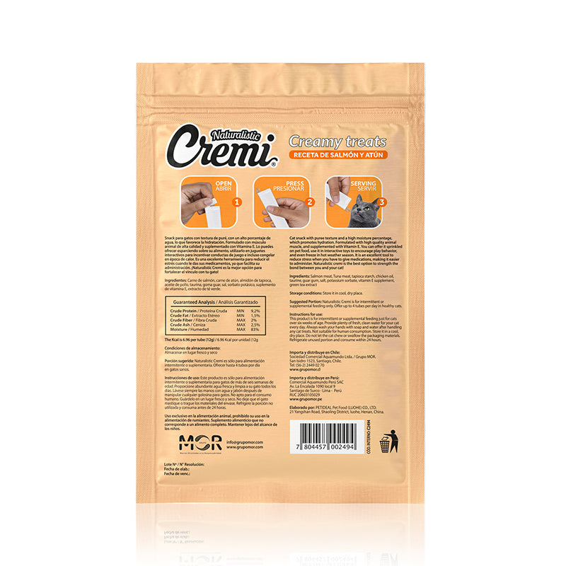 Naturalistic Cremi Gatos Creamy Treats Salmon y Atun 5un 60g