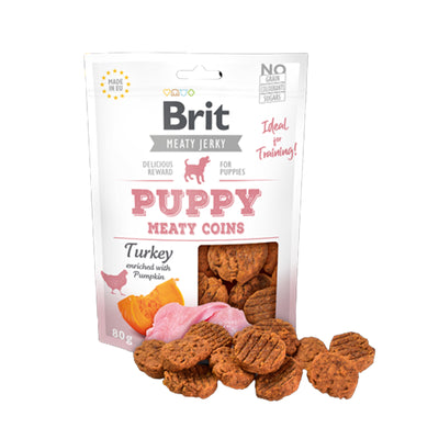 Brit Jerky Snack Puppy Turkey Meaty Coins for Dogs