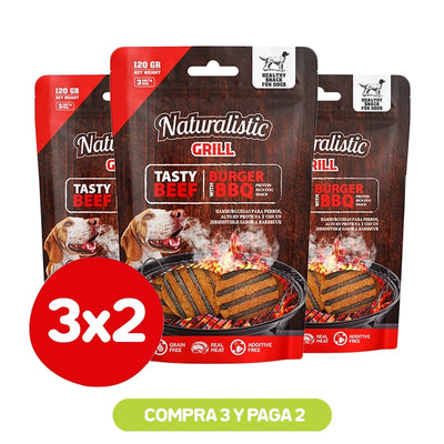 Pack 3×2 Naturalistic Perros Grill Tasty Beef Burger with BBQ 120g