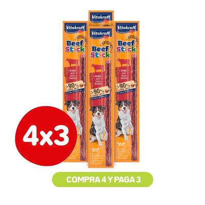 Pack 4×3 Vitakraft Perros Beef Stick Carne 12gr