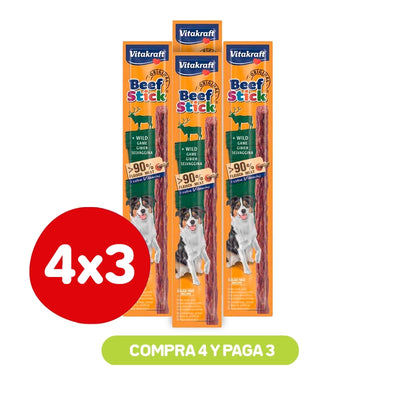 Pack 4×3 Vitakraft Perros Beef Stick Ciervo 12gr