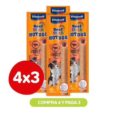 Pack 4×3 Vitakraft Beef Stick Hot Dog 30gr