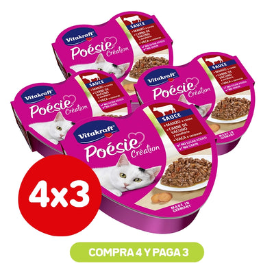 Pack 4×3 Vitakraft Poesie Creation Carne 85gr