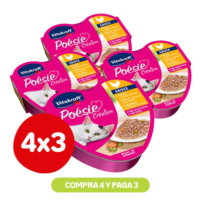 Pack 4×3 Vitakraft Poesie Creation Pollo 85gr