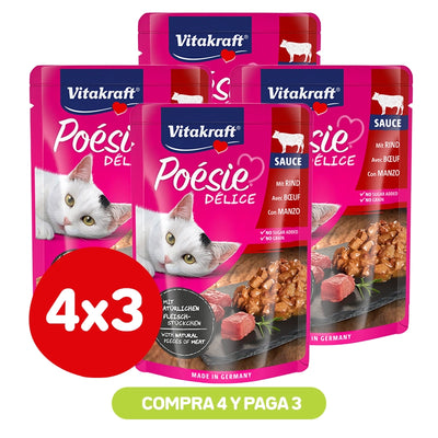 Pack 4×3 Vitakraft Poesie Delice Carne 85gr