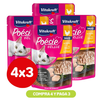 Pack 4×3 Vitakraft Poesie Delice Pollo 85gr