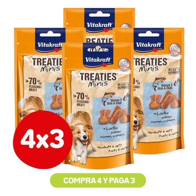 Pack 4×3 Vitakraft Snack Perro Treaties Minis Skin & Coat 48g