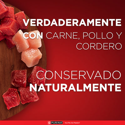 Purina One Pouch Multi Proteína Perros Adultos y Cachorros con Carne, Pollo y Cordero 85g