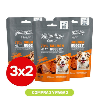 Pack 3x2 Naturalistic Classic Perros Salmon Nuggets 100g