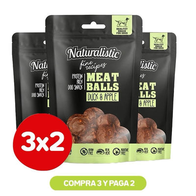 Pack 3x2 Naturalistic Perros fine Meatball Duck Apple 100g