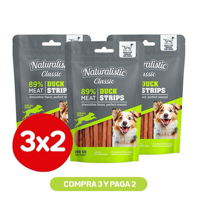 Pack 3x2 Naturalistic Classic Perros Duck Strip 100g
