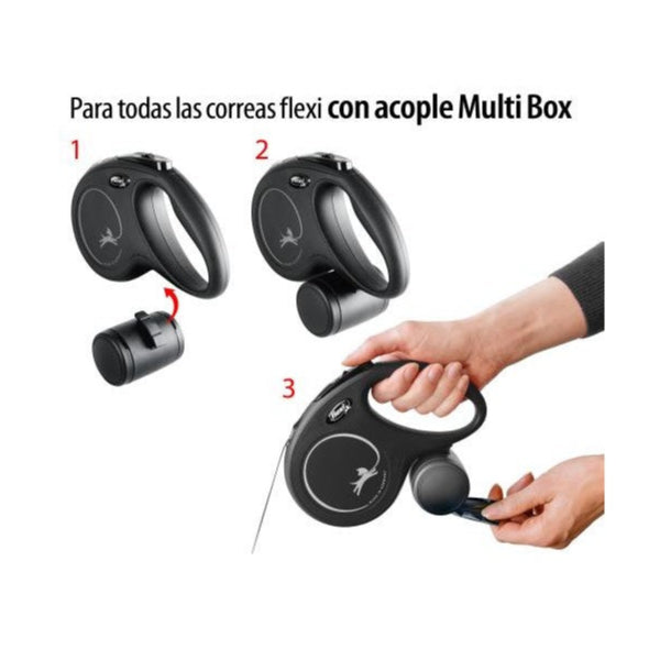 Flexi Multibox Negro para Correas Retractil Perros
