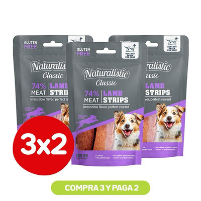 Pack 3x2 Naturalistic Classic Perros Lamb Strip 100g