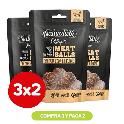 Pack 3x2 Naturalistic Perros fine Meatball Salmon and Sweet Potato 100g