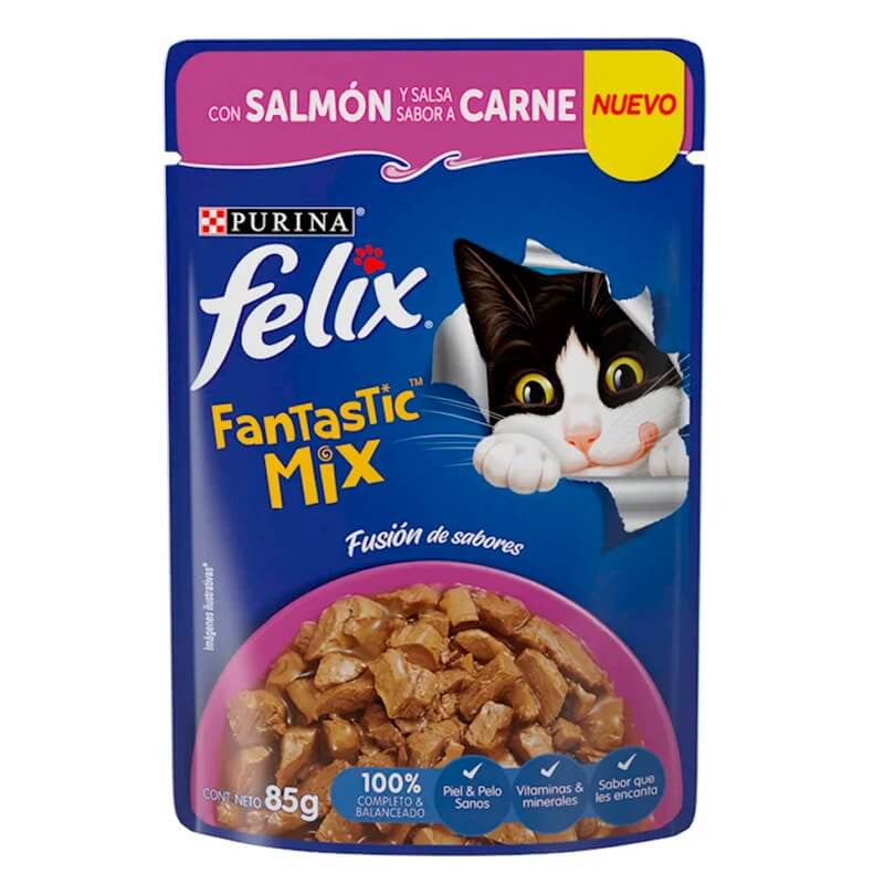 Purina Felix Fantastic Mix con Salmon y Salsa de Carne 85g