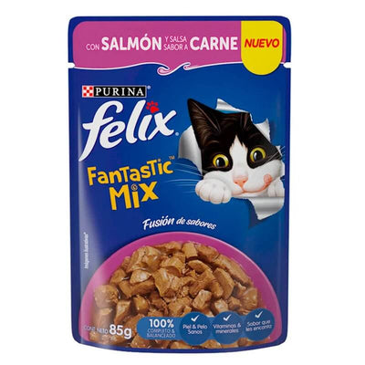 Purina Felix Fantastic Mix con Salmon y Salsa de Carne 85g