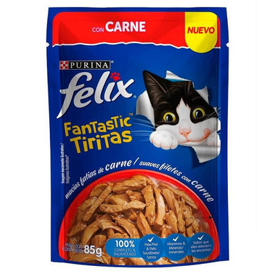 Purina Felix Fantastic Tiritas de Carne 85g