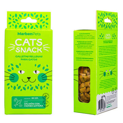 Cats Snack Galletas Rellenas Salmón y Hierba Gatera Gatos