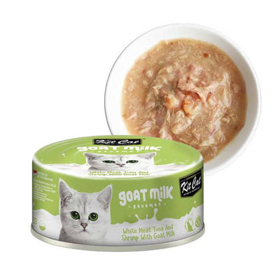 Kitcat Lata Gato Goat Milk Gourmet Tuna Flakes & Shrimps 70g