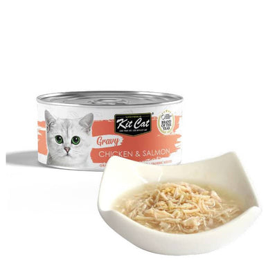 Kitcat Lata Gato Gravy Chicken & Salmon 70g
