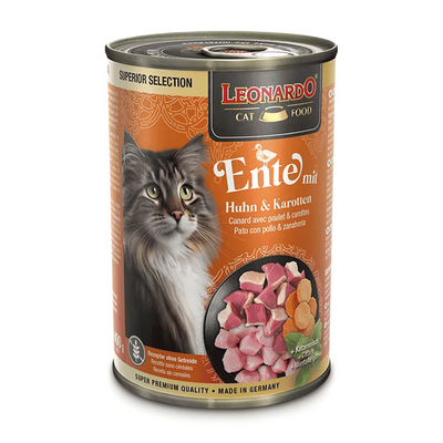 Leonardo Superior Selection Lata Gato Pato con Pollo y Zanahoria 400g