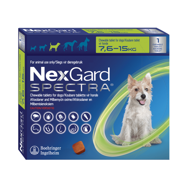 Nexgard Spectra Antiparasitario Perros 7,6 a 15K - 1 Comprimido