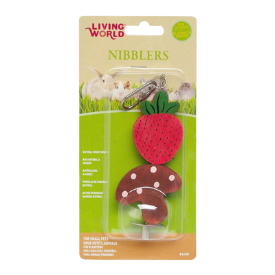 Living World Nibblers Madera Masticable Fresa y Hongo Con Gancho