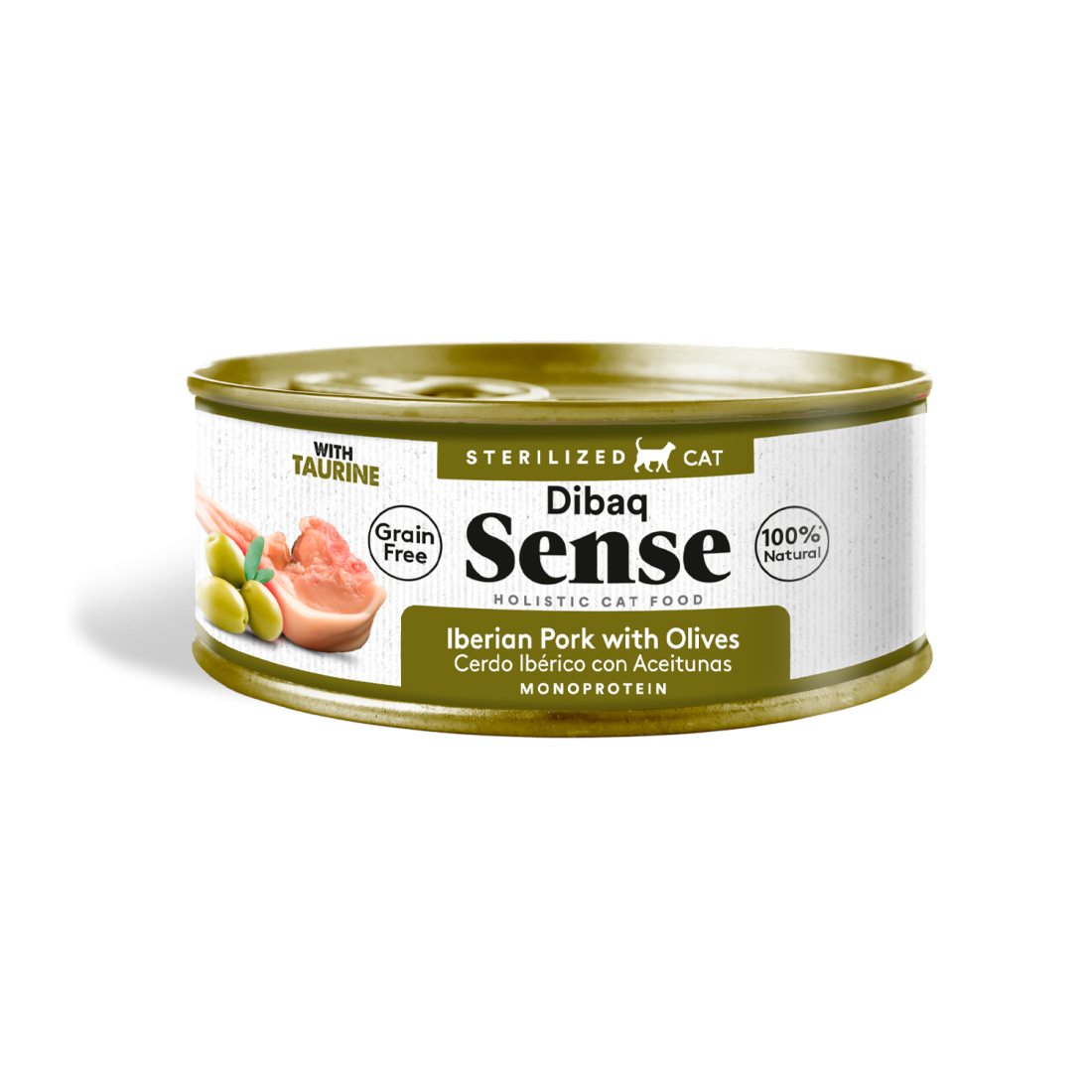 Dibaq Sense Gato Esterilizado Lata Cerdo Iberico con Aceitunas 70g