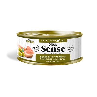 Dibaq Sense Gato Esterilizado Lata Cerdo Iberico con Aceitunas 70g