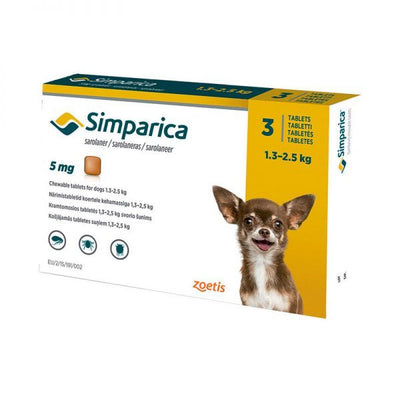 Simparica Zoetis Perros 5mg 1,3K - 2,5K