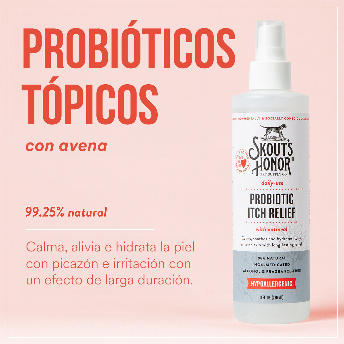 Skout's Honor Spray Probiótico Calmante de Picazón Perro y Gato 236ml