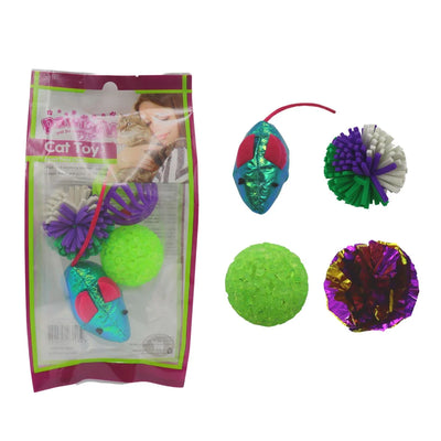 Pawise Set de 3 Pelotas y Raton Gatos