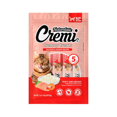 Naturalistic Cremi Gatos Creamy Treats Salmón y Camarón 5un 60g