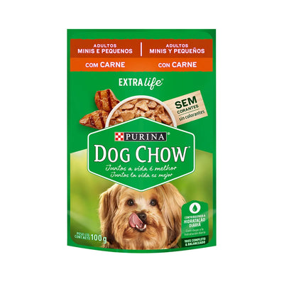 Dog Chow Pouch Perro Adulto Raza Pequeña y Mini Carne 100g