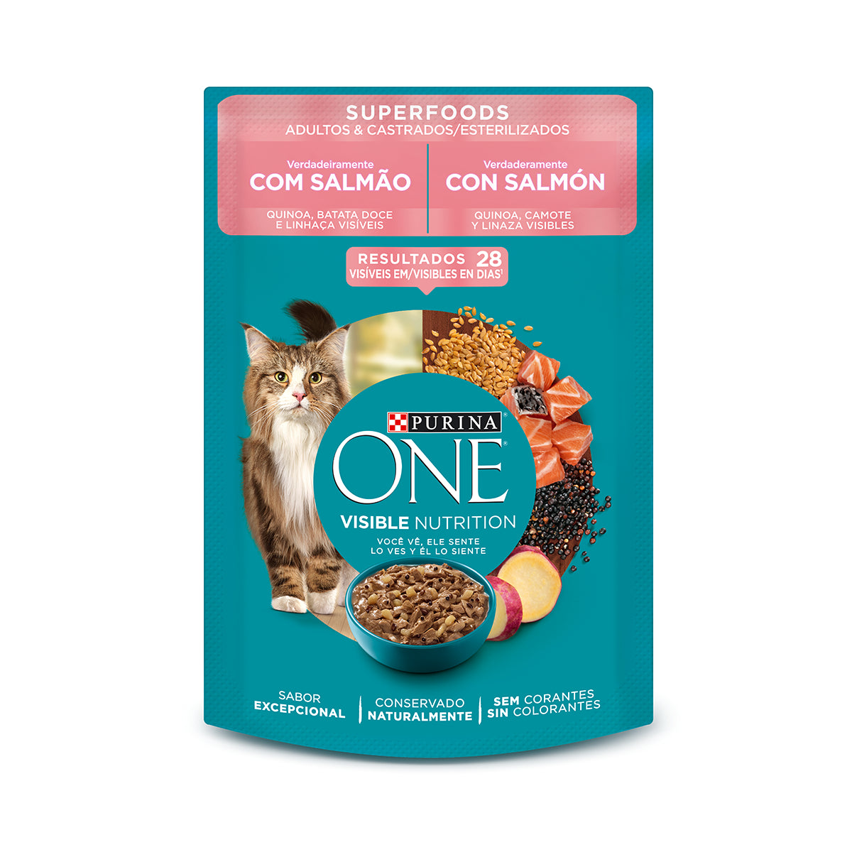 Purina One Pouch Superfoods Gatos Adultos y Esterilizados con Salmón 85g