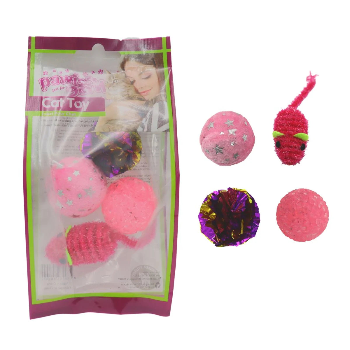 Pawise Set de 3 Pelotas y Raton Gatos
