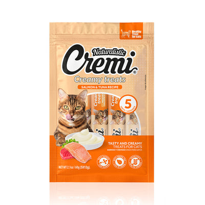 Naturalistic Cremi Gatos Creamy Treats Salmon y Atun 5un 60g