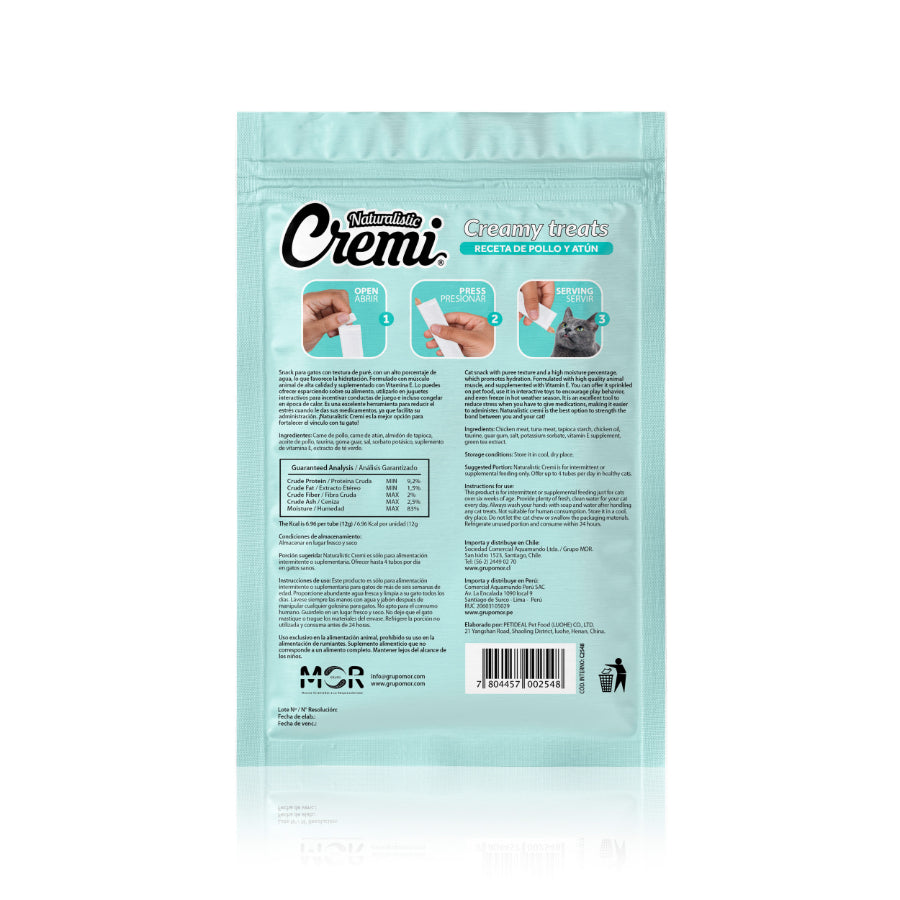Naturalistic Cremi Gatos Creamy Treats Pollo y Atún 5un 60g
