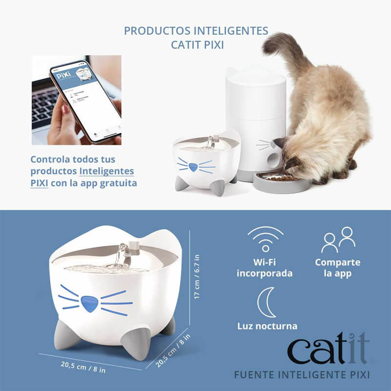 CatIt Fuente Bebedera Pixi Smart Blanca para Gatos 2.5L