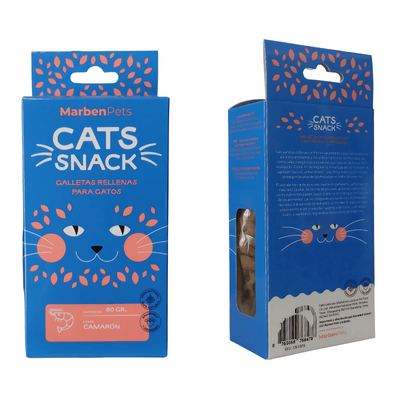 Cats Snack Galletas Rellenas Sabor Camarón 80g Gatos